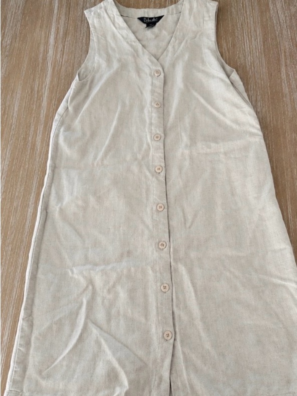 Minimalist Linen Blend Button Front Midi Dress 🤍